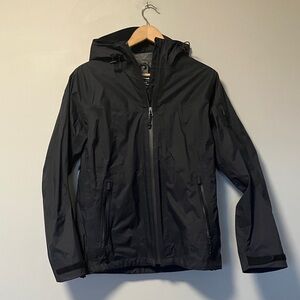 L.L. Bean Black Waterproof Hooded Rain Jacket